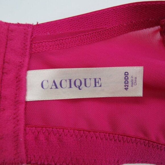 CACIQUE Women's Magenta Pink Hearts Full Coverage Underwire Bra 42DDD - Picture 6 of 7